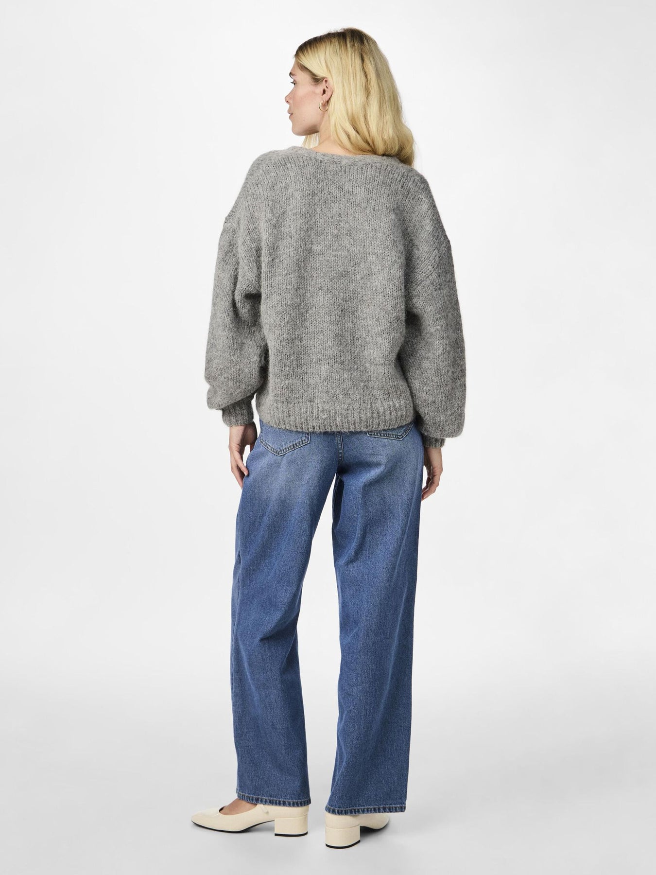 Yasvigga Ls Knit Cardigan - Medium Grey Melange