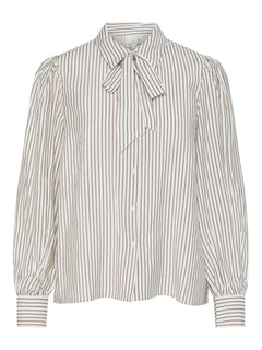 Yaspil Ls Bow Shirt S. - Star White Deep Taupe