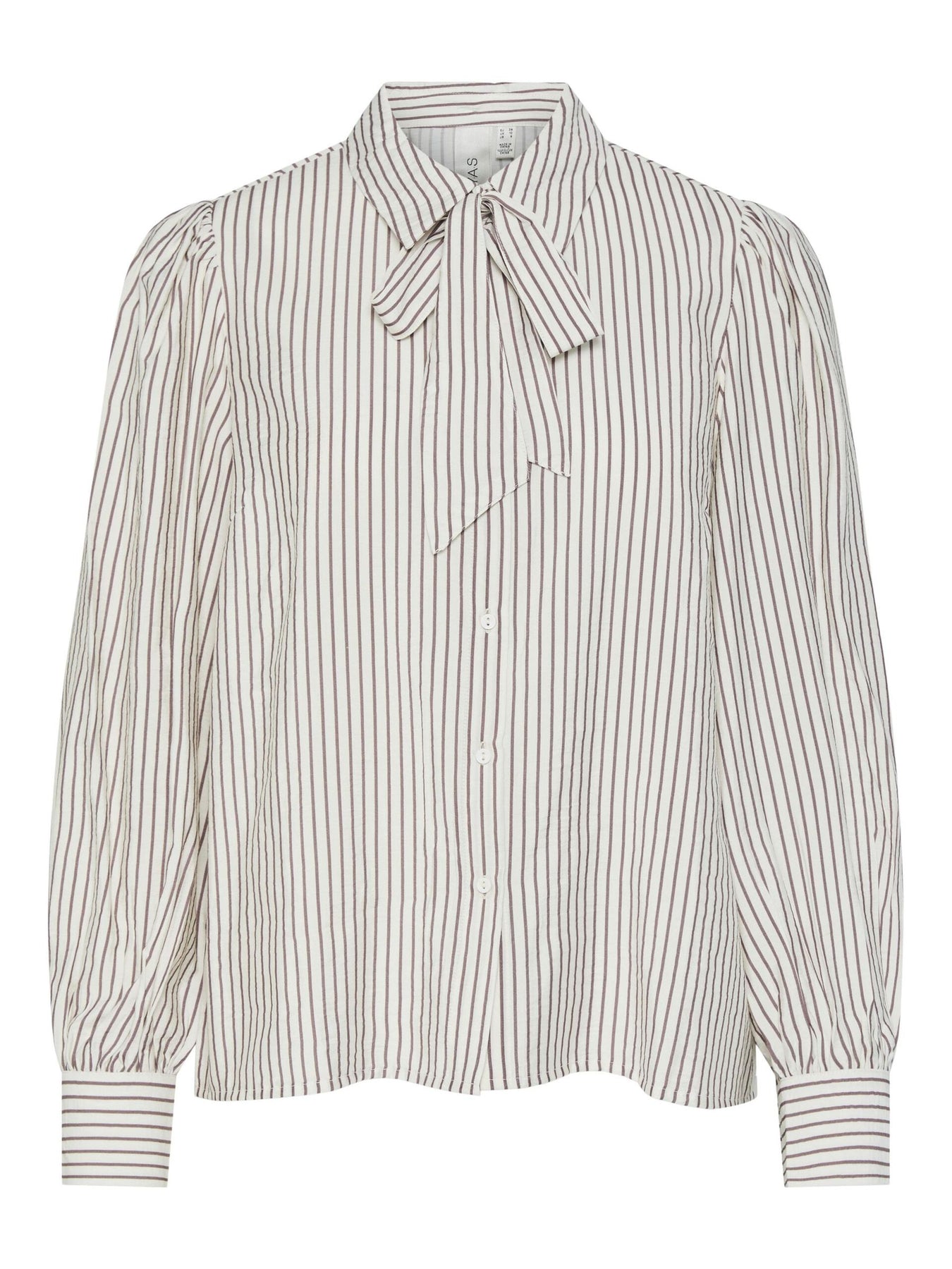 Yaspil Ls Bow Shirt S. - Star White Deep Taupe