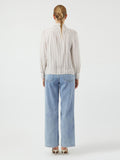 Yaspil Ls Bow Shirt S. - Star White Deep Taupe