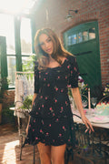 Ilse Flower Miniklänning - Black Pink