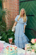 Vera Cotton Flower Dress - Blue Flower