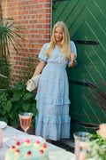 Vera Cotton Flower Dress - Blue Flower