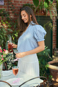 Signy Stripe Emb Blouse - Blå rand