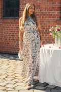 Ebba Floral Satin Maxi Dress - Grön