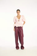 Jacquard Puff Sleeve Top - Ballerina