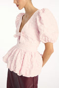 Jacquard Puff Sleeve Top - Ballerina