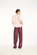 Jacquard Puff Sleeve Top - Ballerina