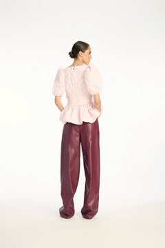 Jacquard Puff Sleeve Top - Ballerina