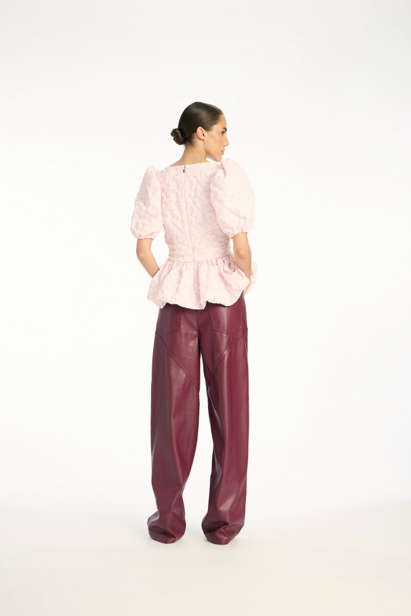 Jacquard Puff Sleeve Top - Ballerina
