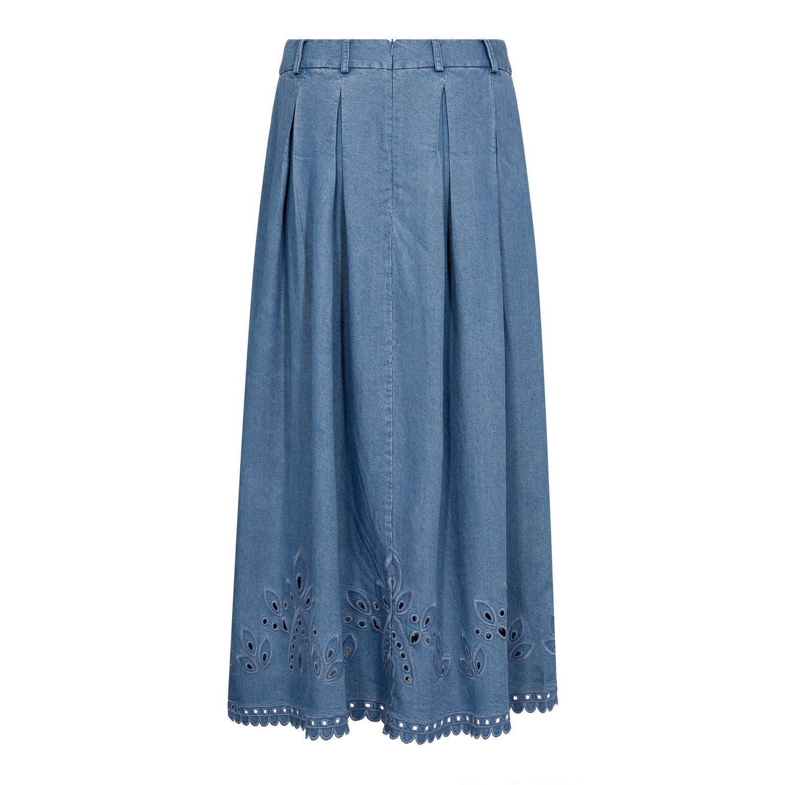 Tillycc Pleat Emb Skirt - Denim Blue