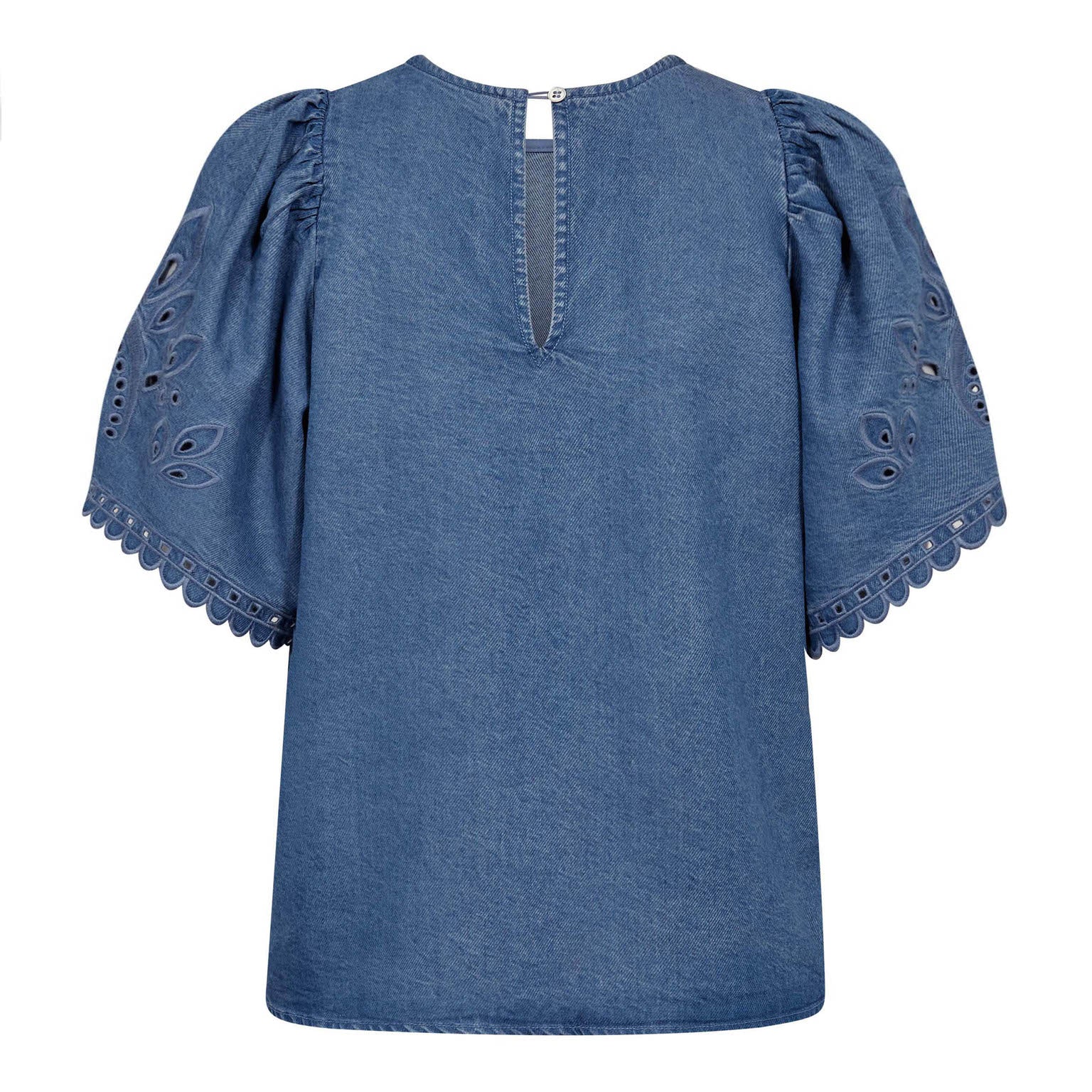 Tillycc Emb Ss Blouse - Denim Blue