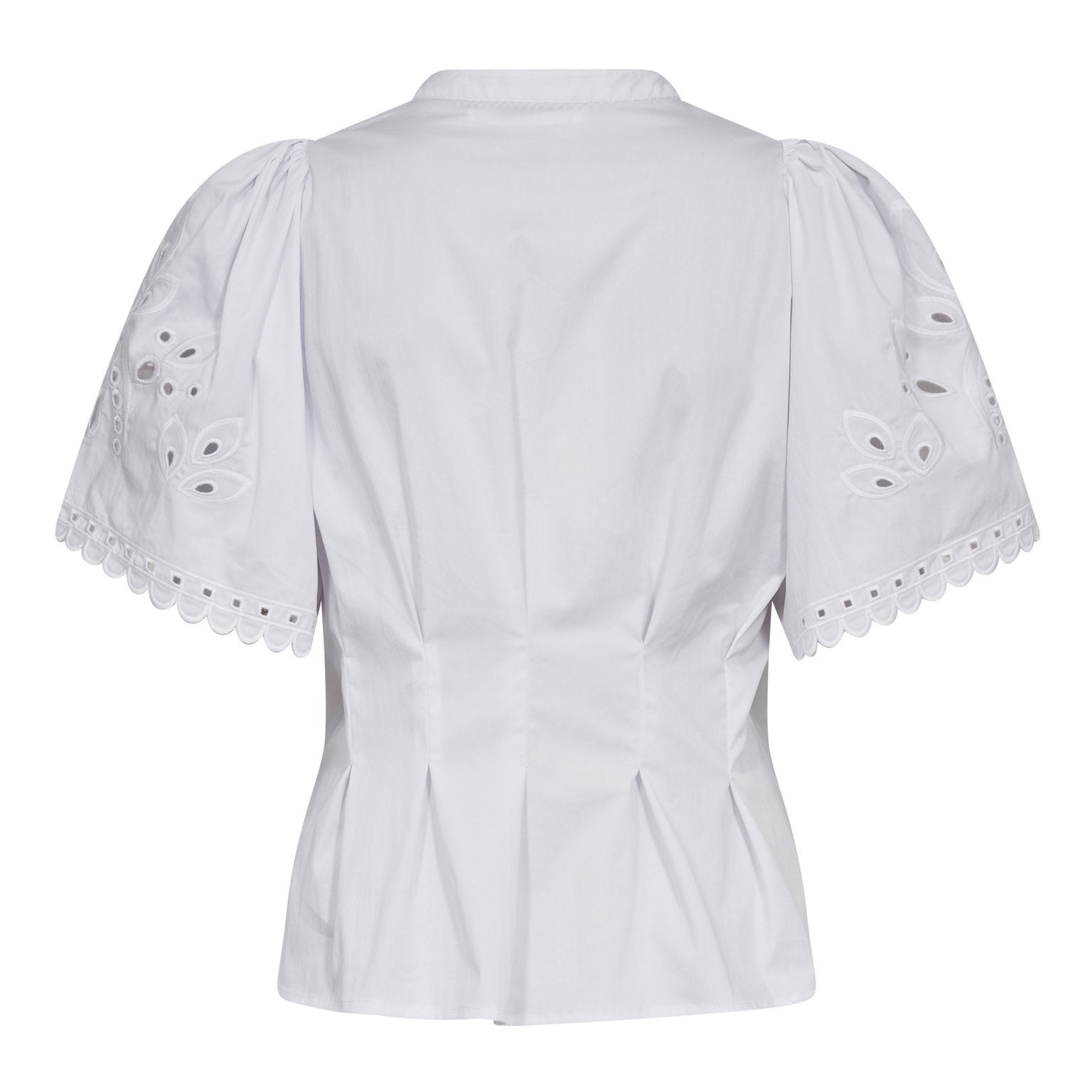 Poppycc Emb Ss V-Shirt - Vit