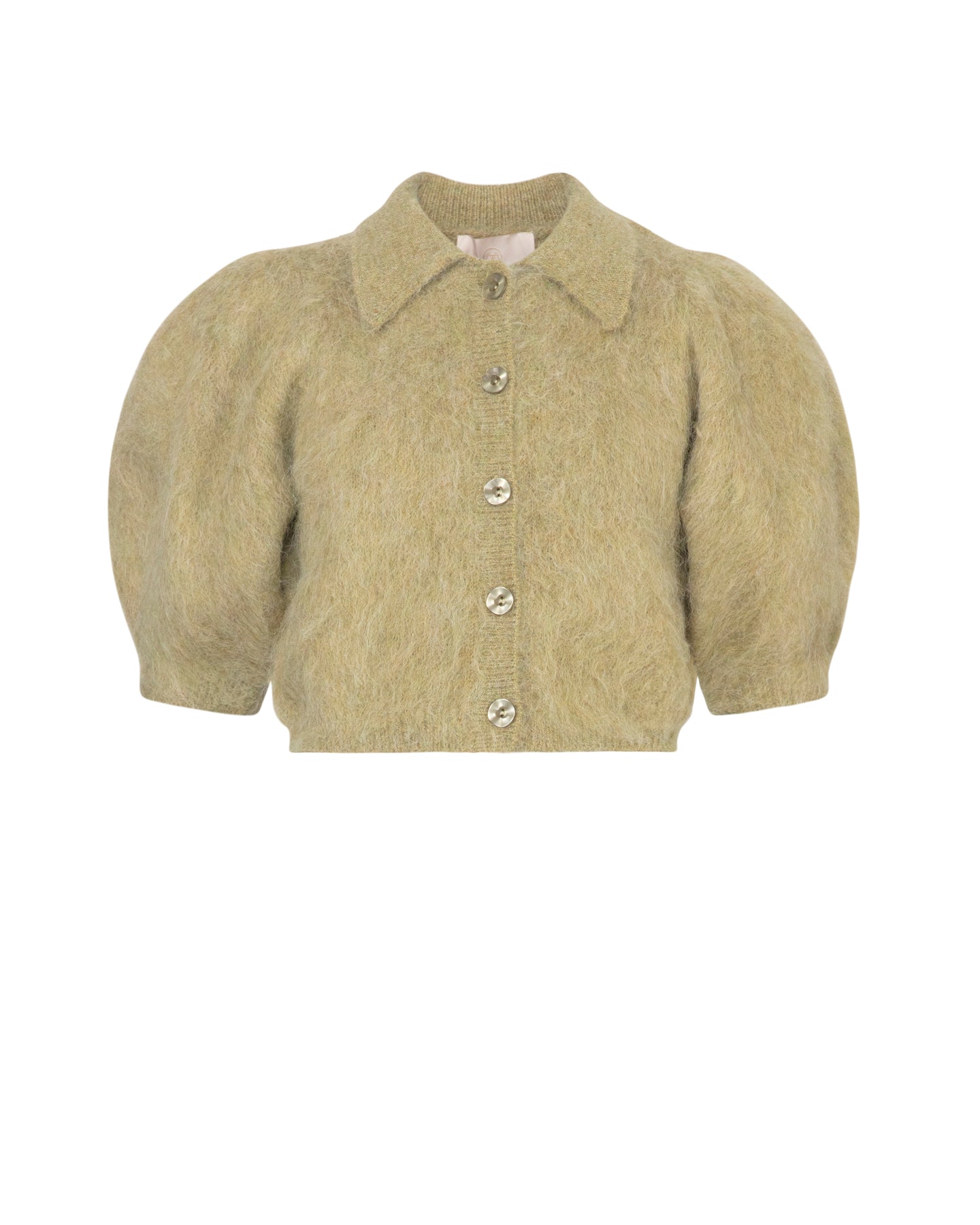 Hairy Knit Puffed Jacket - Grön
