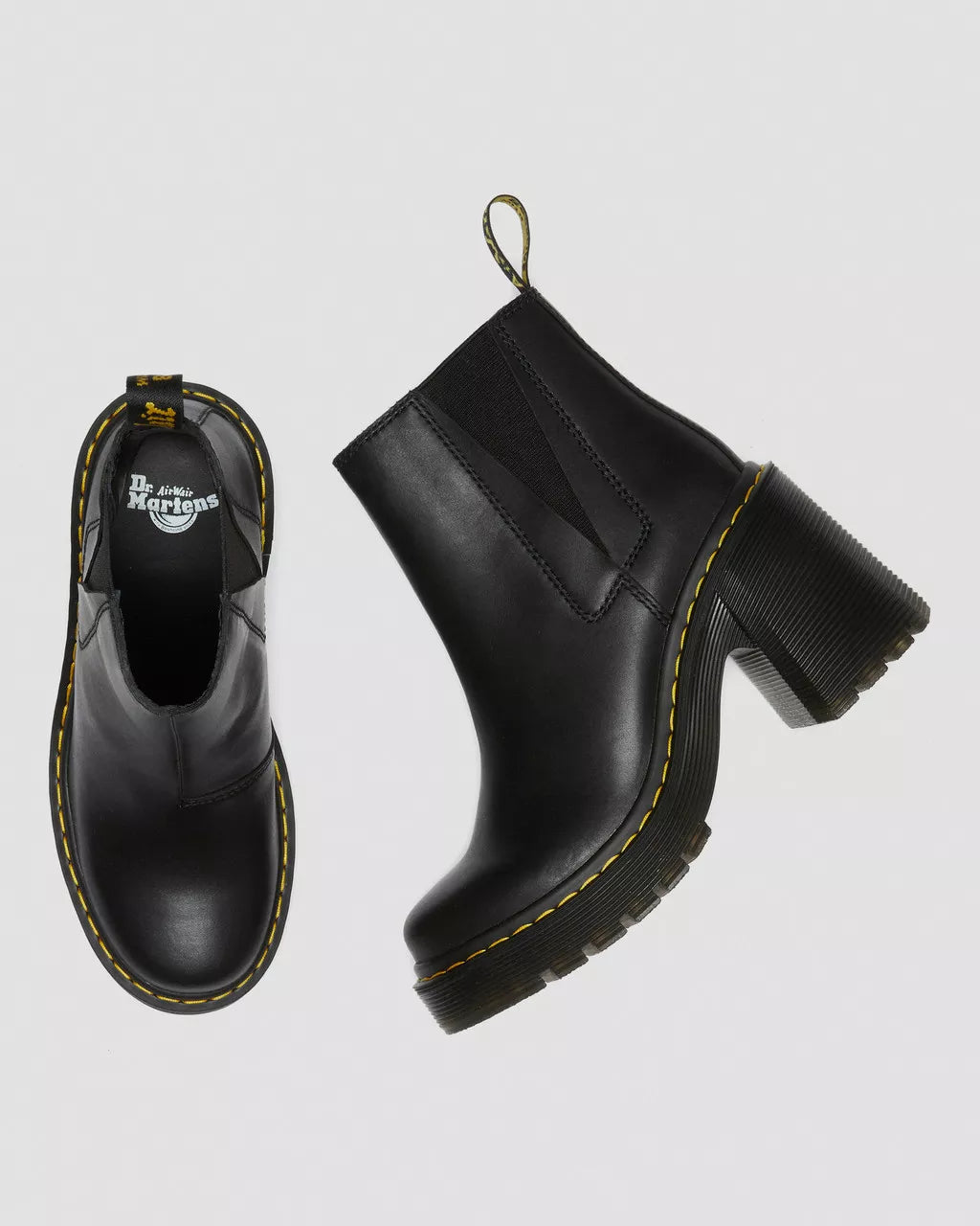 Spence Leather Flared Heel Chelsea Boots - Black