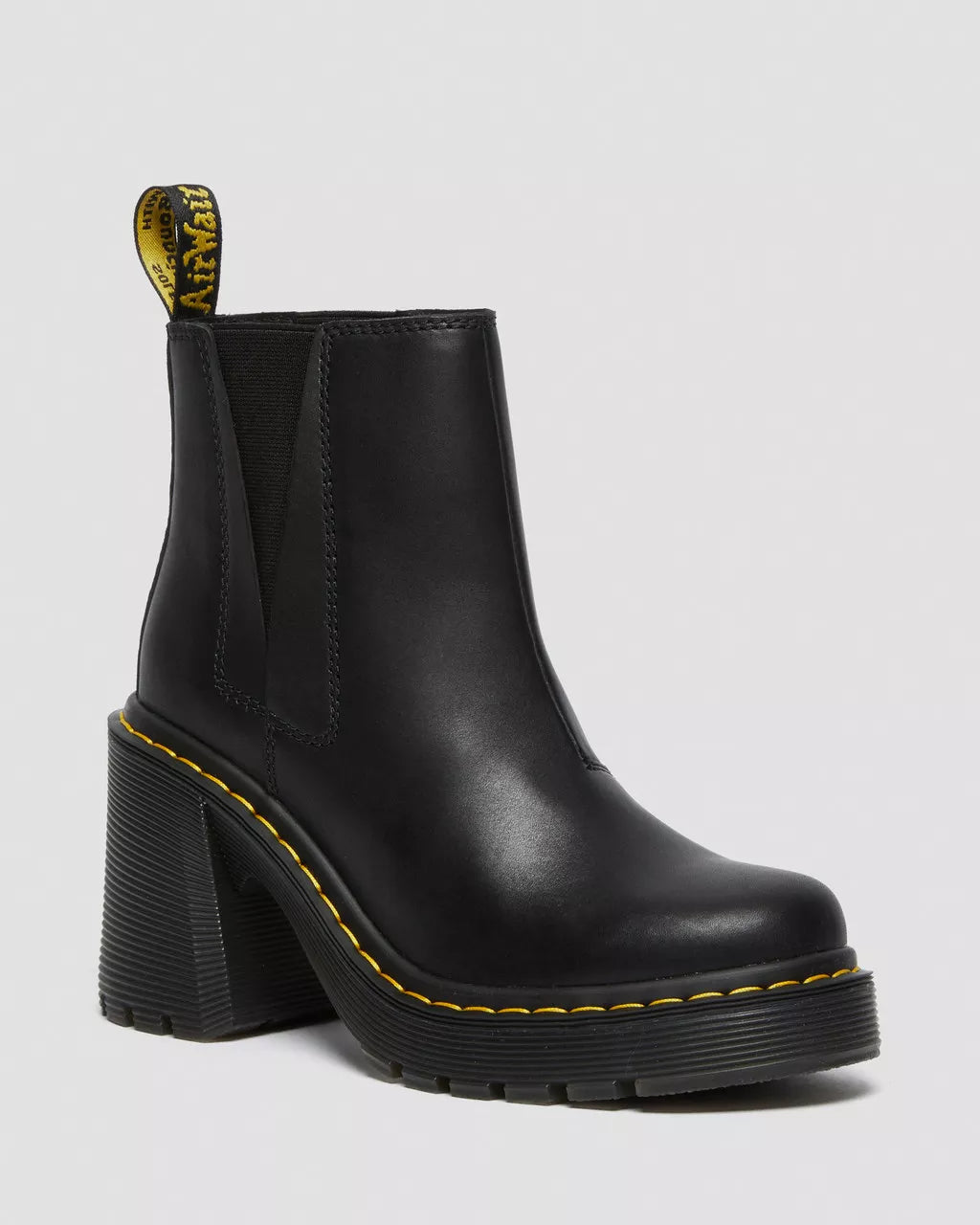 Spence Leather Flared Heel Chelsea Boots - Black