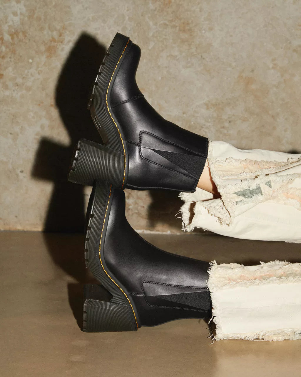 Spence Leather Flared Heel Chelsea Boots - Black