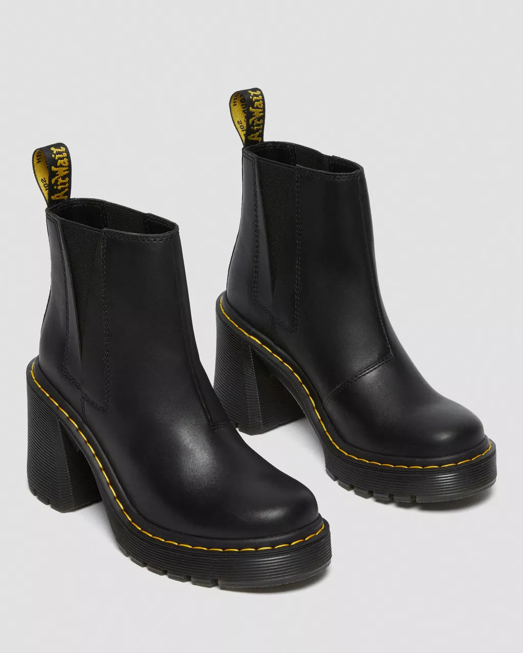 Spence Leather Flared Heel Chelsea Boots - Black