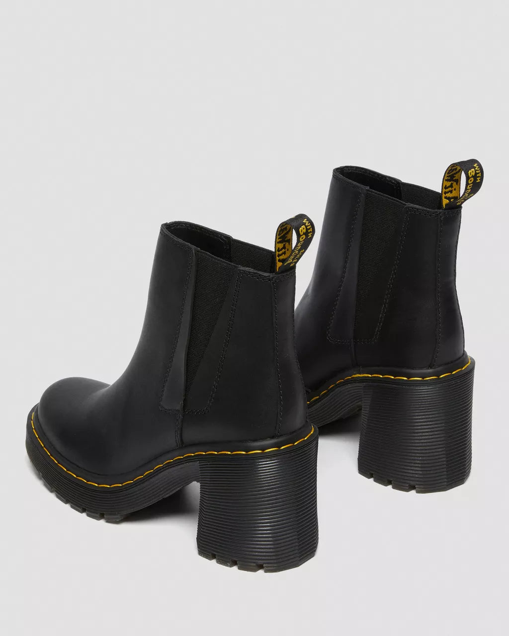 Spence Leather Flared Heel Chelsea Boots - Black