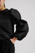Zoey Double Pouf Sleeve Blouse - Svart