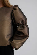 Zoey Double Pouf Sleeve Blouse - Gold Metallic