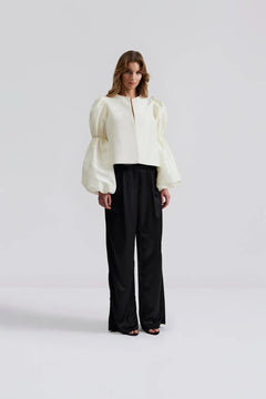 Zoey Double Pouf Sleeve Blouse - Vanilla