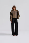 Zoey Double Pouf Sleeve Blouse - Gold Metallic