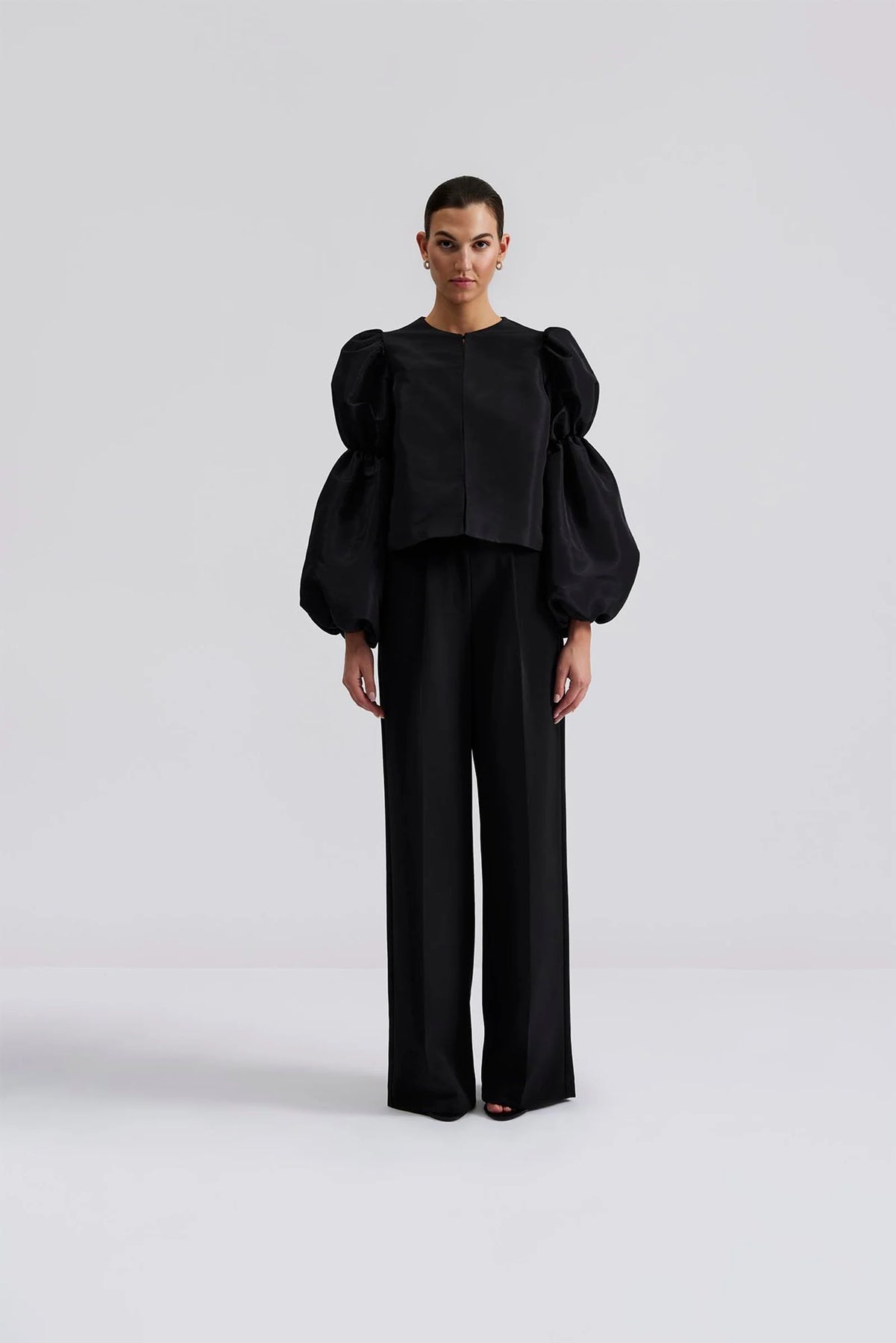 Zoey Double Pouf Sleeve Blouse - Svart