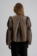 Zoey Double Pouf Sleeve Blouse - Gold Metallic