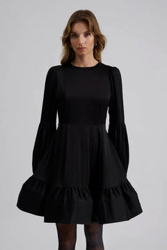 Jasmine Ruffled Mini Dress - Black
