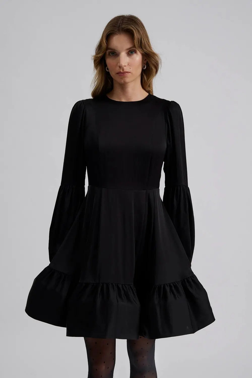 Jasmine Ruffled Mini Dress - Black