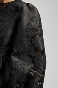 Molly Broderie Anglaise Scallop Hem Mini Dress - Black