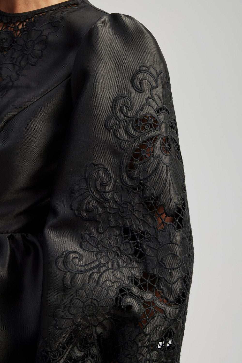 Molly Broderie Anglaise Scallop Hem Mini Dress - Black