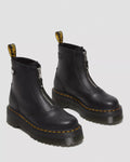 Jetta Zipped Leather Platform Boots - Black Sendal