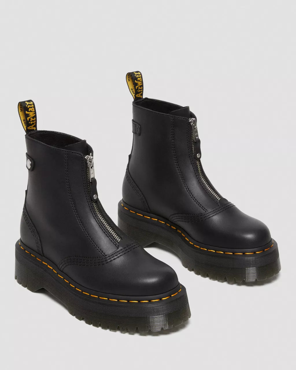 Jetta Zipped Leather Platform Boots - Black Sendal