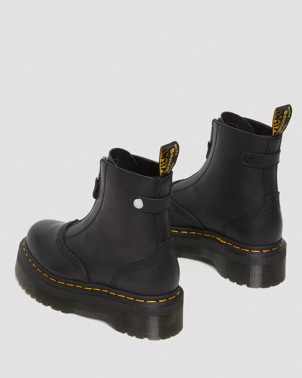 Jetta Zipped Leather Platform Boots - Black Sendal