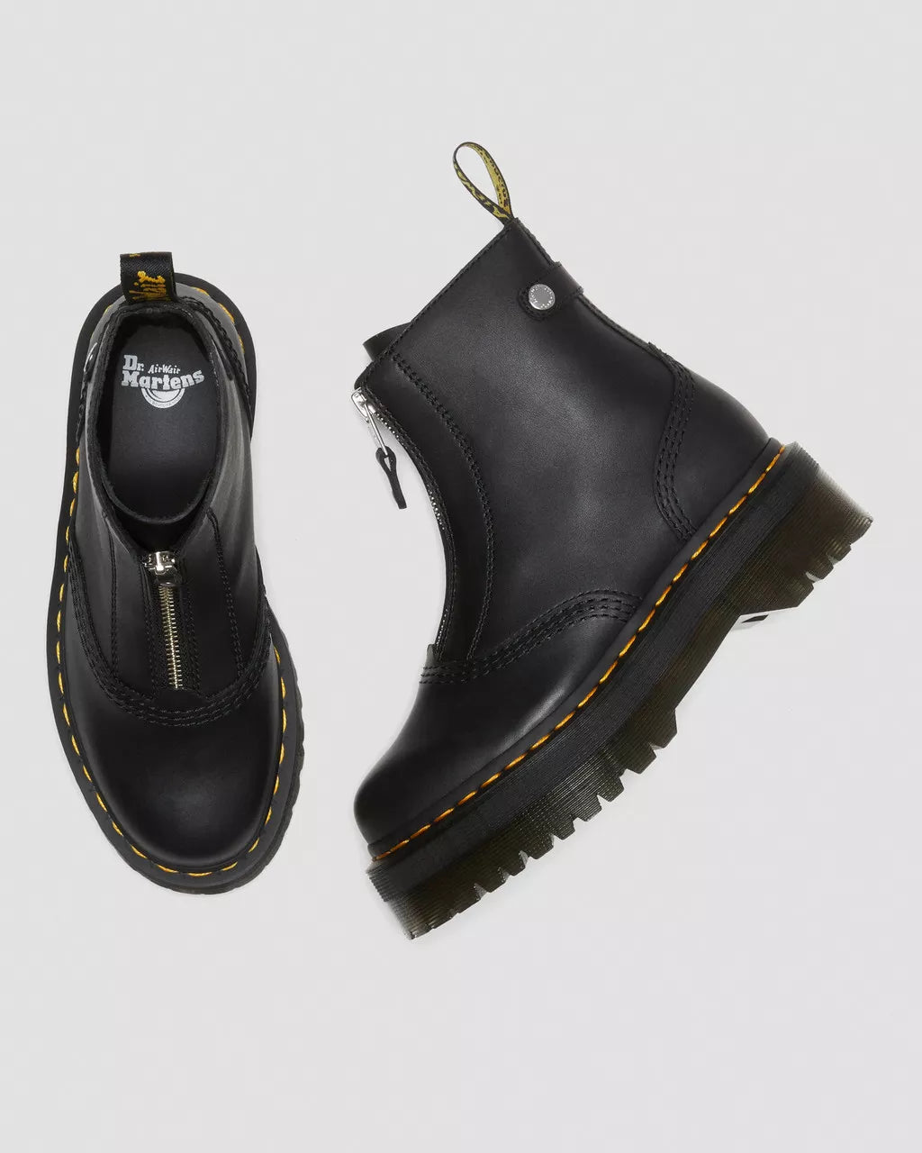 Jetta Zipped Leather Platform Boots - Black Sendal