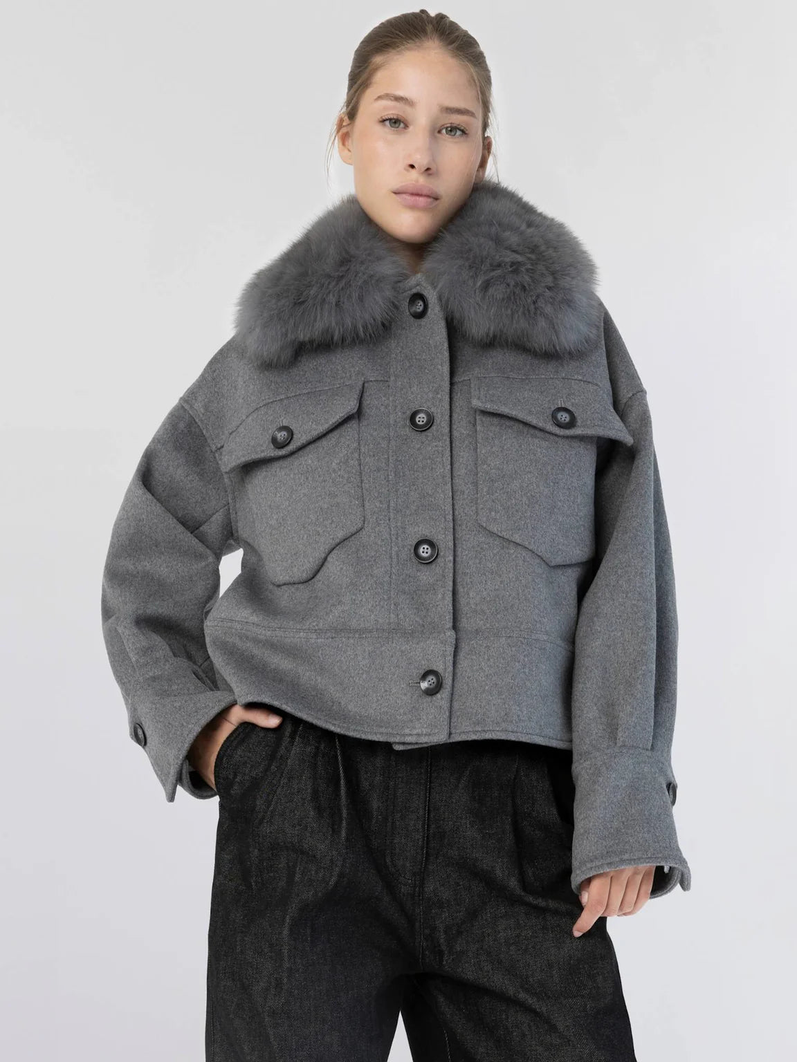 Charlie Wool Jacket - Melange Grey