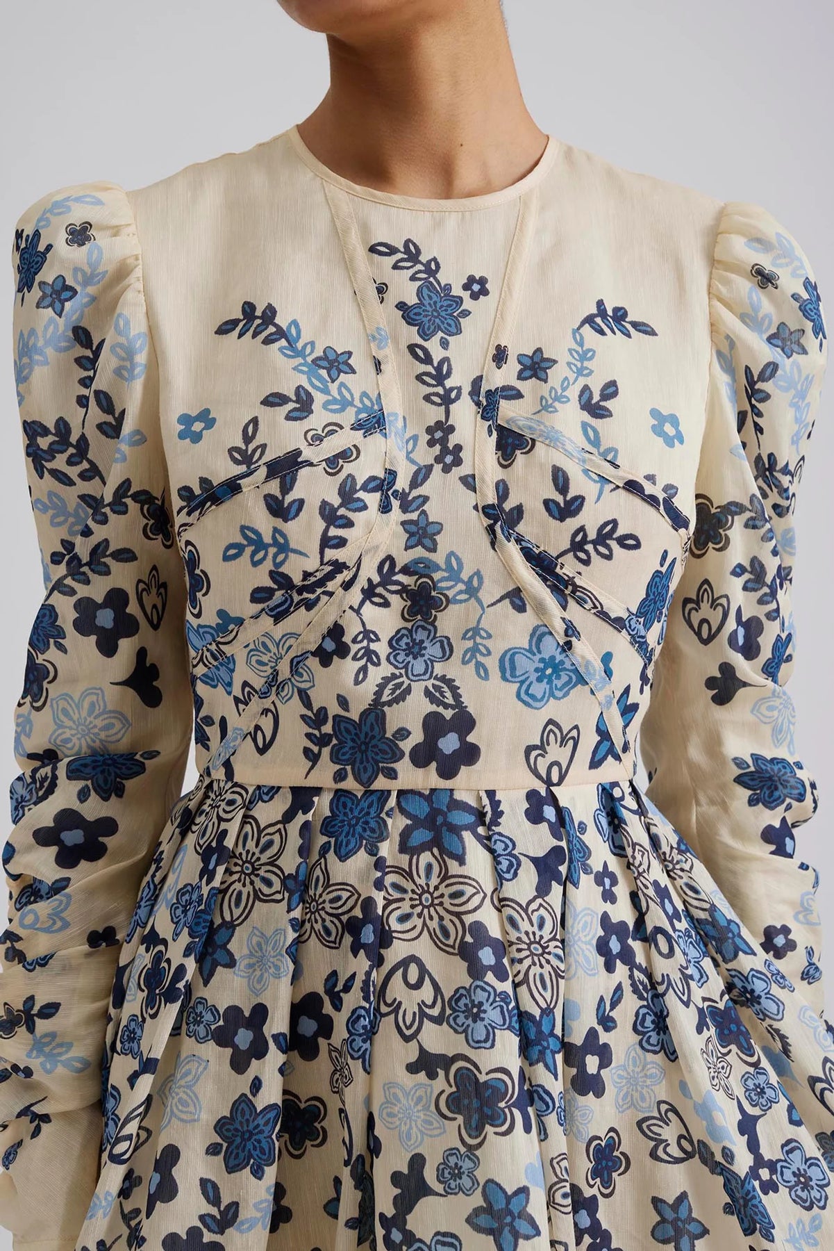 Leoni Silk Blend Mini Dress - Coastal Florals