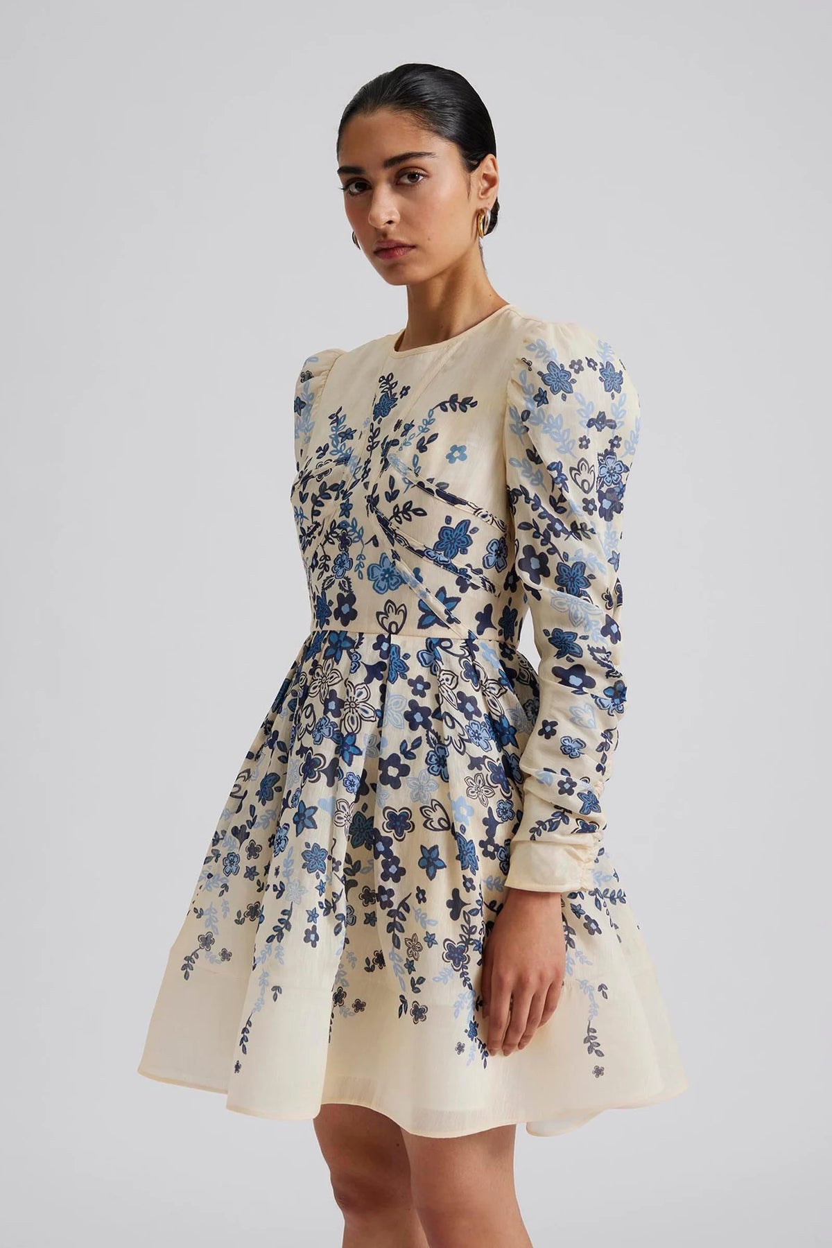 Leoni Silk Blend Mini Dress - Coastal Florals