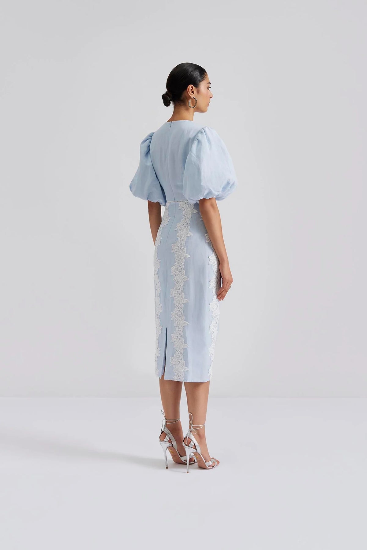 Rudy Embroidered Linen Midi Dress - Light Blue