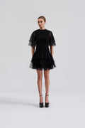 Minnie Short Sleeve Lace Mini Dress - Svart