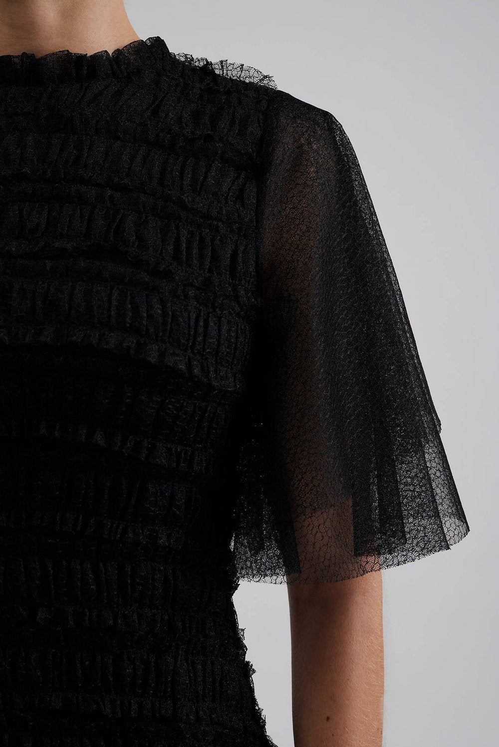 Minnie Short Sleeve Lace Mini Dress - Svart