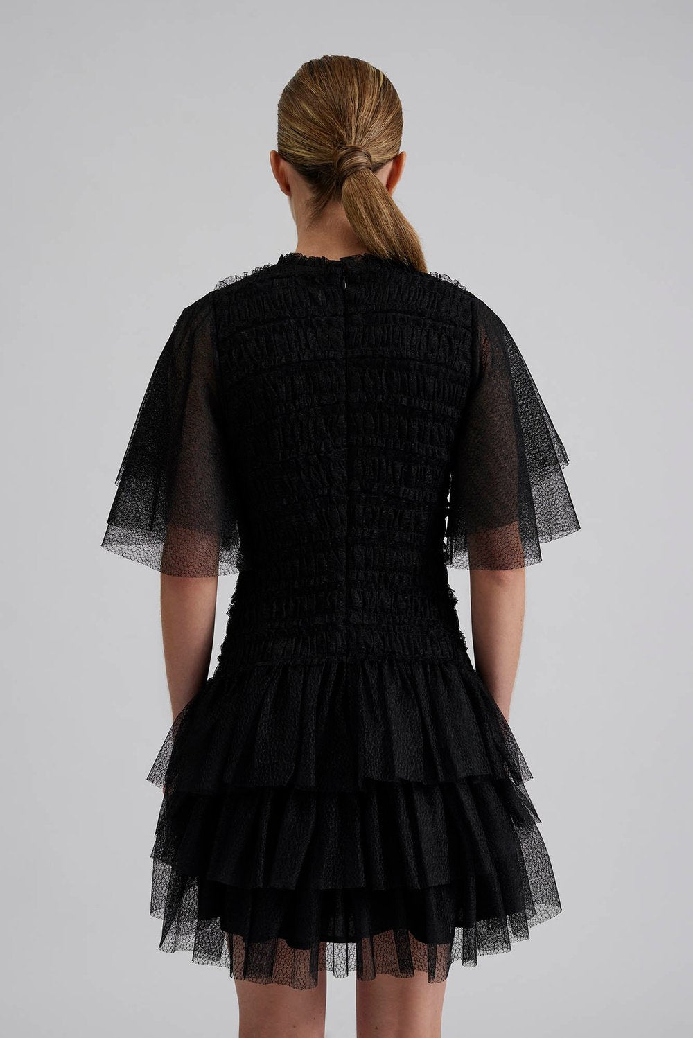 Minnie Short Sleeve Lace Mini Dress - Svart