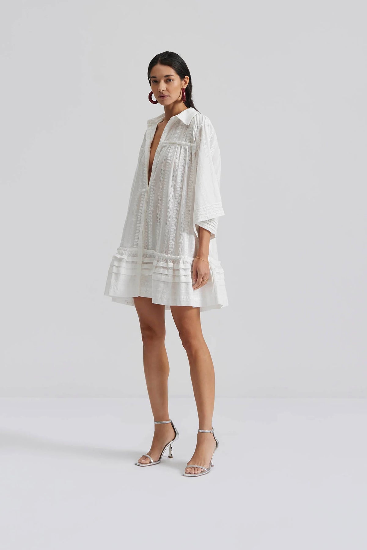 Ester Embroidered Cotton Mini Dress - White