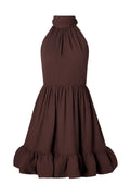Fern Halterneck Ruffled Mini Dress - Chokladbrun