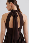 Fern Halterneck Ruffled Mini Dress - Chokladbrun
