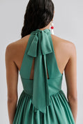 MALINA Fern Halterneck Ruffled Mini Dress - Deep Aqua