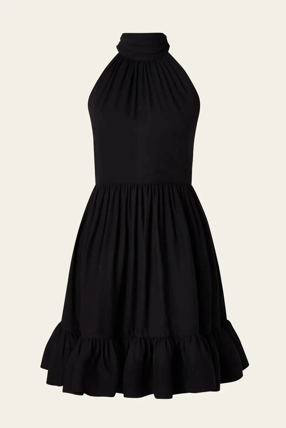 Fern Halterneck Ruffled Mini Dress - Black