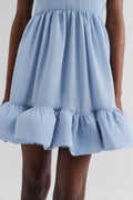Fern Halterneck Ruffled Mini Dress - Dusty Blue